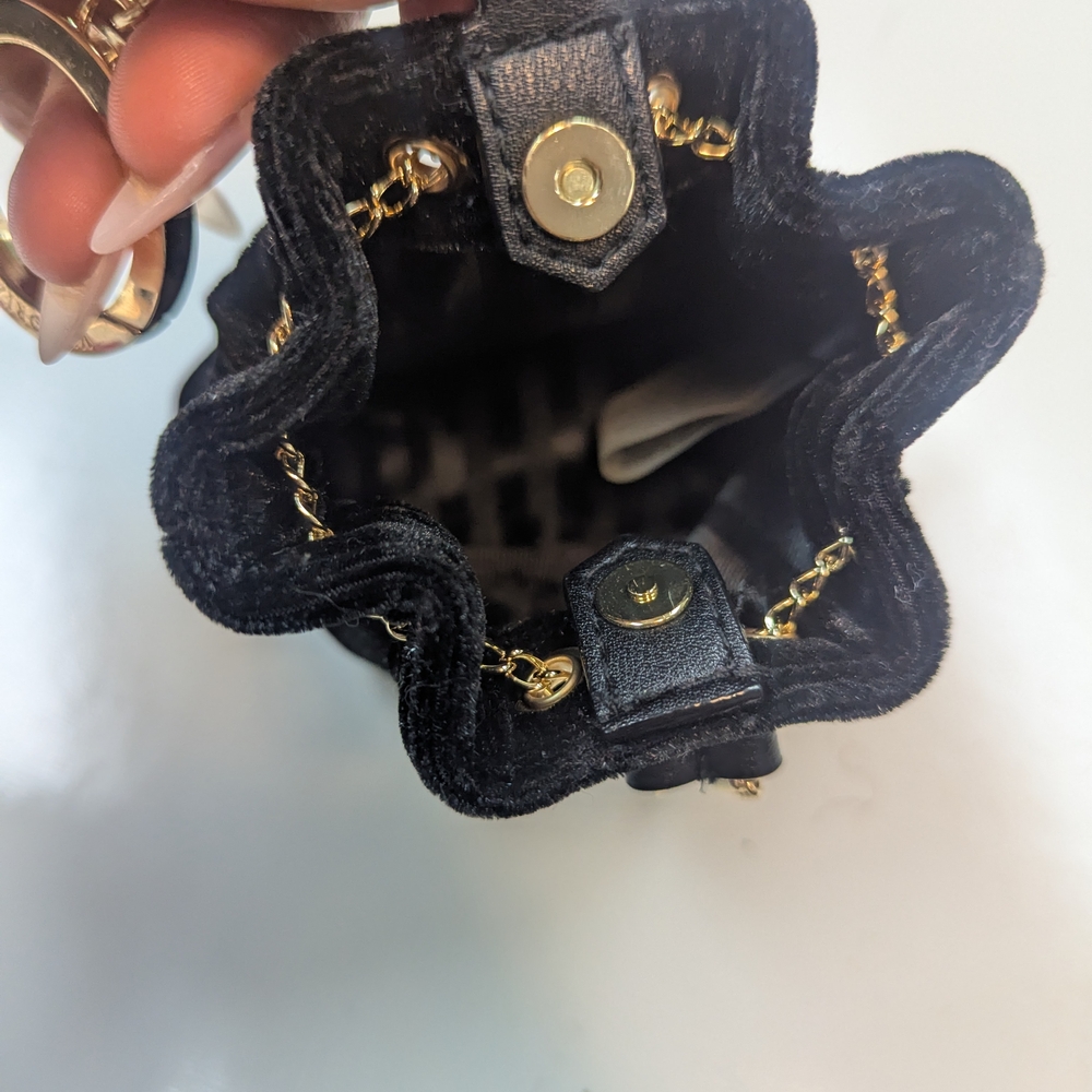 Victoria's Secret Black Velvet Mini Bag with Gold Accents - Picture 3 of 3
